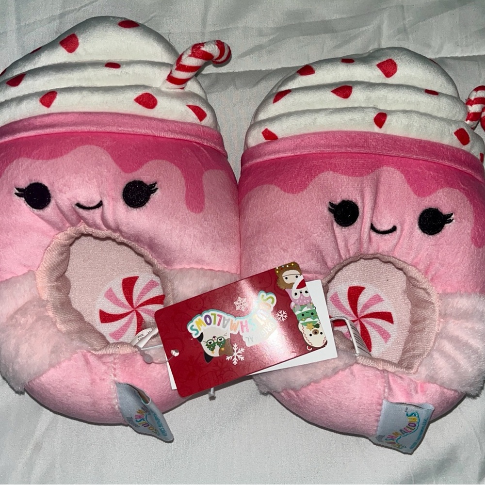 Squishmallows Pink and White Cupcake Slippers